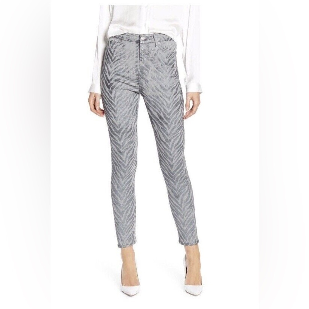 7 For All Mankind zebra print metallic silver skinny jeans